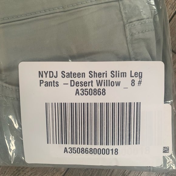 NWT‎ NYDJ SATEEN SHERI SLIM LEG PANTS COLOR DESERT WILLOW 4 - Picture 10 of 16